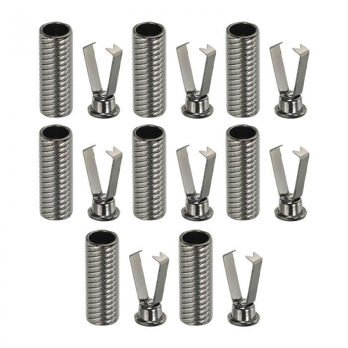 PATIKIL シューレースチップ 16個セット 亜鉛合金製 シューレースヘッド シリンダー型チップ コードエンド 交換部品 DIY修理用 靴紐 トラウザーストリング用 ダークグレー スタイル C