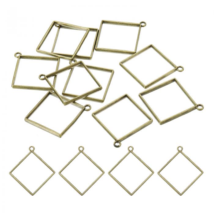 PATIKIL 合金オープンバックベゼルペンダント 50個セット DIYクラフト用イヤリングネックレスブレスレット製作用中空レジンペンダントフレーム ブロンズ