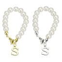 PATIKIL レター装飾アクセサリー タンブ ラーカップ装飾用 パールチェーンイニシャルネームIDアクセサリー 金&シルバー S 文字(3)
