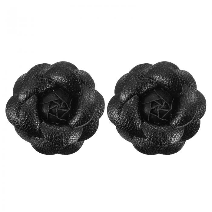 PATIKIL フラワーヘアクリップ 2個セット カメリアヘアピン フローラルブローチ ピン ハンドメイド レザーフラワーブローチ レディース ブ ライダル 女...