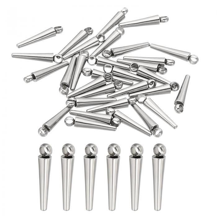PATIKIL 11mmコーン装飾 50個 コーンブレスレット装飾ペンダント ミニバルクステンレススチール3Dロングスティック 宝石メイキングブレスレットイヤリング用(3)