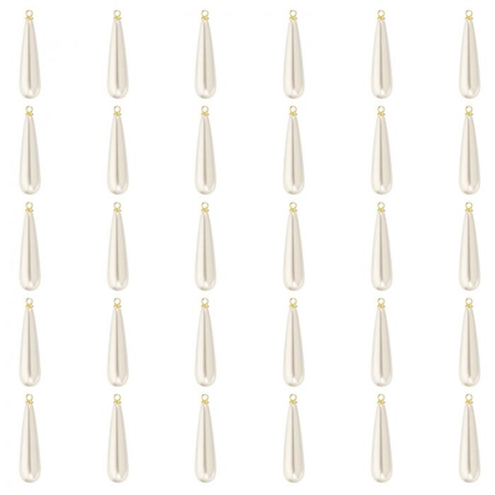PATIKIL パール装飾 30x9mm 50個入り パールビーズ ティアドロップ フォーパール ペンダント装飾 ループ付き バルク販売 宝石メイキング ブレスレット イヤリング ネックレス ウェディング装飾 ドレス ゴー ルデン