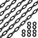 PATIKIL プラスチックチェーン クラウドコントロール用 3フィート 安全バリアチェーン 1/4"(6mm) 黒いプラスチックチェーンリンクは 列 並び 駐車場 フェンス ゲート コンサート 装飾用