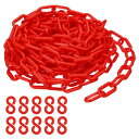 PATIKIL プラスチックチェーン クラウドコントロール用 25フィート 安全バリアチェーン 1/4"(6mm) レッドいプラスチックチェーンリンクは 列 並び 駐車場 フェンス ゲート コンサート 装飾用
