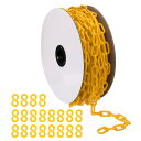 PATIKIL プラスチックチェーン クラウドコントロール用 82フィート 安全バリアチェーン 1/4"(6mm) イエローいプラスチックチェーンリンクは 列 並び 駐車場 フェンス ゲート コンサート 装飾用