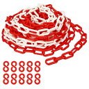 PATIKIL プラスチックチェーン クラウドコントロール用 32フィート 安全バリアチェーン 1/4"(6mm) レッド/ホワイト プラスチックチェーンリンク 列 並び 駐車場 フェンス ゲート コンサート 装飾用