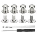 PATIKIL 洋服用8x7x6mm 30セット メタルボタン パンチ&ドライバースクリューキット フラットヘッドリベットスクリュー DIYレザーバ レルスタッ...