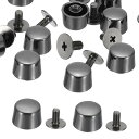 PATIKIL 7x9x10mm 洋服用 12セット メタルボタン スクリューキット フラットヘッドリベットスクリューボタン DIYレザーバ レルスタッズハード...
