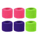 PATIKIL スポーツ用リストバンド 8x5cm 6個セット コッ トンテリークロス 吸汗性 スウェットバンド テニス バスケットボール トレーニング アスレチック ランニング用 ローズレッド 緑 パープル(4)