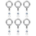 PATIKIL M8 x 13 mm リフティングショルダーアイボルト 6個セット 304ステンレス鋼リフティングリング付きスレッドアイボルト ナットとワッシャ...