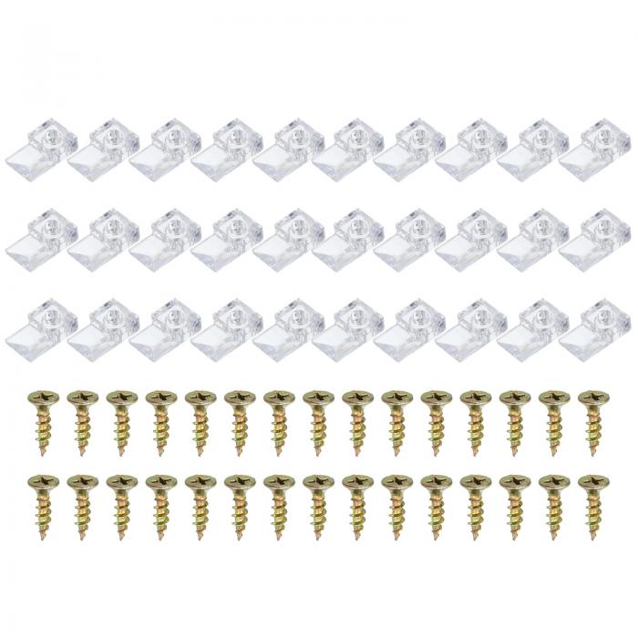 PATIKIL ガラス リテーナー クリップ 30 個パック キャビネット ガラス クリップ ミラー ホルダー クリップ ネジ付き 4mm ガラス キャビネット固定用ドア 透明