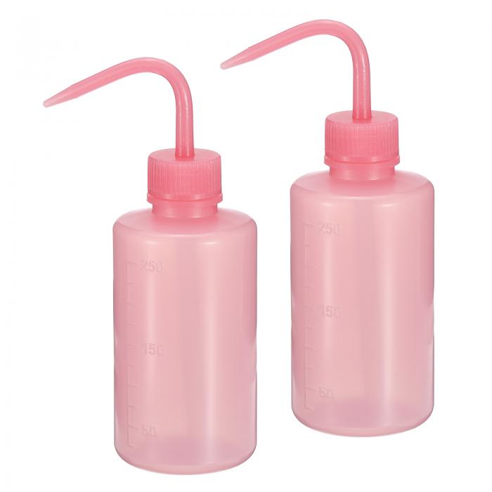 PATIKIL 2個 8oz ラボスクイー ズボトル 250ml プラスチック 安全洗浄ボトル タ トゥーボトル 水ツールの洗浄用 ピンク