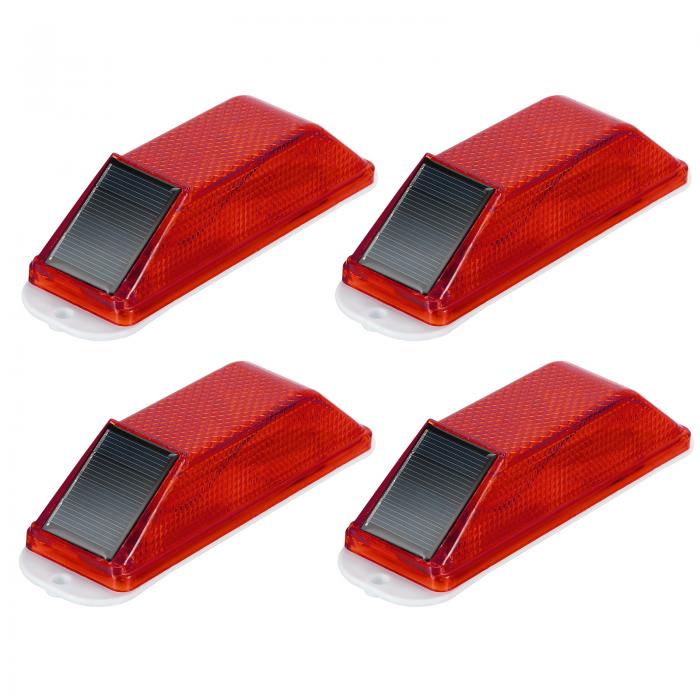 PATIKIL ソーラーストロボ警告灯 4個防水トラフィックランプ 高輝度感度LED点滅ランプ バリア施工道路..