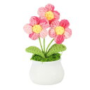 PATIKIL クロシェフラワー 鉢植え 手作り 編み物ミニ鉢植えパフ編み 人工花 バレンタインギフトや家庭やオフィス テーブル 装飾に最適 グラデーションピン...