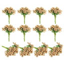 PATIKIL ミニ人工ピップベリーピック束 144個 果物の花のおしべ クラフト DIY リース 結婚式 フラワーアレンジメントの装飾用 ゴー ルドトーン