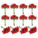 PATIKIL ミニ人工ピップベリーピック束 144個 果物の花のおしべ クラフト DIY リース 結婚式 フラワーアレンジメントの装飾用 レッド