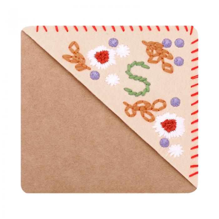 PATIKIL パーソナライズされた刺繍入りコーナーブックマーク 花柄フェルトステッチ三角形ブックマーク ..