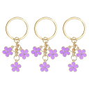 PATIKIL 花のキーチェーン装飾 3個セット 可愛いエナメルキーチェーン 女性用ギフト 財布 ハンドバッグ バッグの装飾 パープル