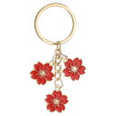 PATIKIL 花のキーチェーン装飾 可愛い桜エナメルキーチェーンフローラルキーリングペンダント 女性へのギフト 財布 ハンドバッグ バッグの装飾 赤色