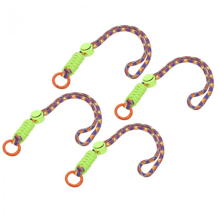 PATIKIL パラコード ストラップ キーチェーン 4個 携帯電話キーチェーン ロープ リストストラップ 編み込みストラップ スプリングリング付き キー吊り下げ用 波型デザイン イエロー パープル 緑