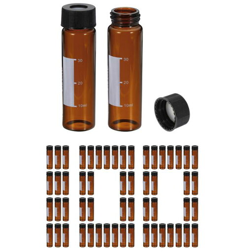 PATIKIL 40ml オートサンプラーバイアル 100個パック HPLC/GCバイアル9-425 ラボ用アンバーバイアル サンプルバイアル スクリューキャップ PTFE&シリコンセプタ付き LCスタンパー用 PATIKIL 40ml オートサンプラーバイアル 100個パック HPLC/GCバイアル9-425 ラボ用アンバーバイアル サンプルバイアル スクリューキャップ PTFE&シリコンセプタ付き LCスタンパー用