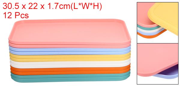 PATIKIL 30.5 x 22 cm ファーストフード用サービングトレイ 12個 バルクプラスチック 再利用可能 キッチンカフェテリア 食事用トレイ