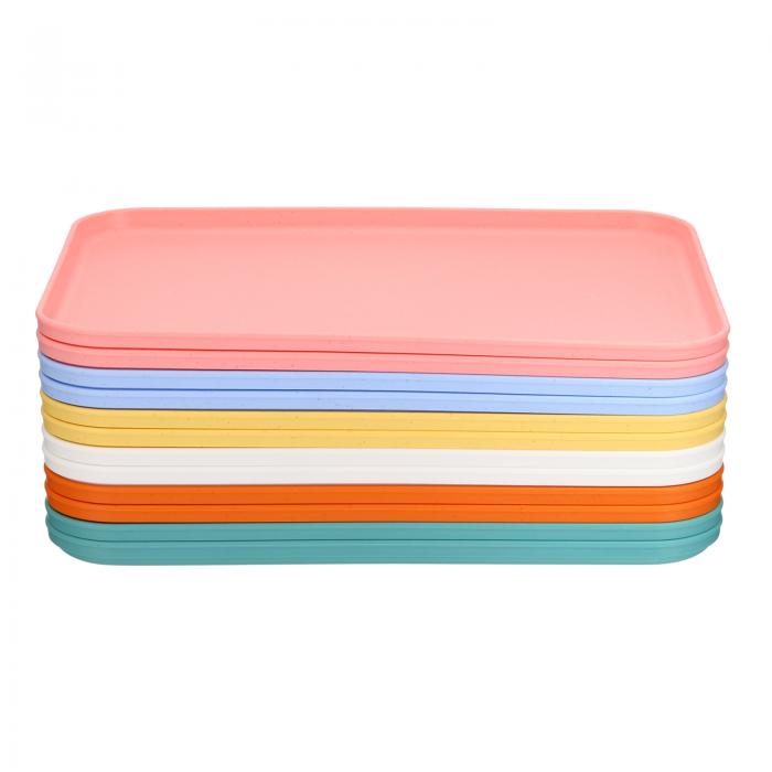 PATIKIL 37.5 x 26.5 cm ファーストフード用サービングトレイ 12個 バルクプラスチック 再利用可能 キッチンカフェテリア 食事用トレイ カラフル