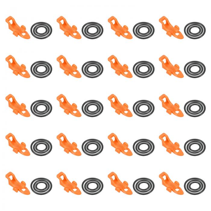 PATIKIL フィッシングフックキーパー 20個入り プラスチック製フィッシュルアーベイトホルダーアクセサリー 3サイズ ゴムリング付き オレンジ色