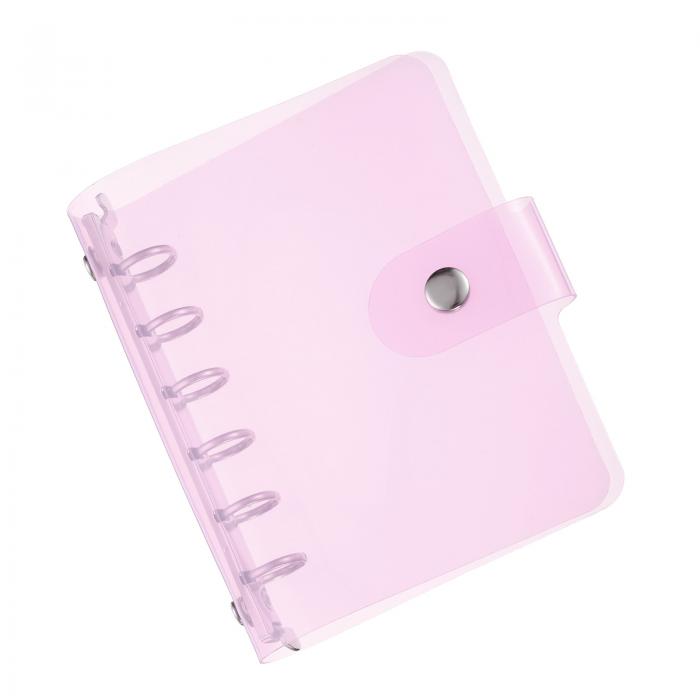 PATIKIL A7 クリアバインダーカバー 柔軟なPVC製 リフィル可能なノートブックシェル スナップボタンで閉じる DIY会議ノートブックフォルダー パープル