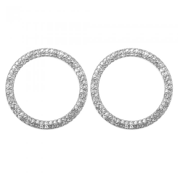 INFINAUTO ユニバーサルブリングカーエンジンスタートストップボタンカバー ワンクリックプッシュスタートボタンリングステッカー 人工クリス タルラインストーン点火ボタントリムホワイト 2個セット