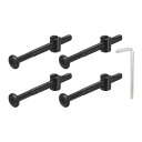 4個セット 六角ソケットヘッドボルトバケットナット M6 x 65mm ソケット家具ベッドボルトバケットナットとレンチ チェアやベッド用 黒