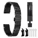 16mmのステンレススチールウォッチバンド ダブルプレッシングバタフライ クラ スプ メタルソリッドスチールチェーンウォッチストラップ スマートウォッチ用 男性...