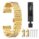 21mm ダブルプレス バタフライ クラ スプ メタル ソリッドスチール チェーン ウォッチストラップ 交換用 曲がったエンドにフィットするスマートウォッチ用 ...