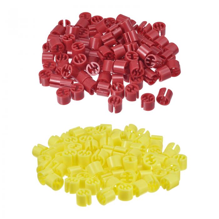 300個の洋服ハンガーマーカーの空白タグ 3.5mmのロッドに適した衣類サイズハンガークリップ 衣類のハンガーのカラーコーディングラベル 赤+黄色