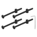 4個セット 六角ソケットヘッドボルトバケットナット M6 x 90mm ソケット家具ベッドボルトバケットナット 椅子やベッド用 レンチ付き 黒