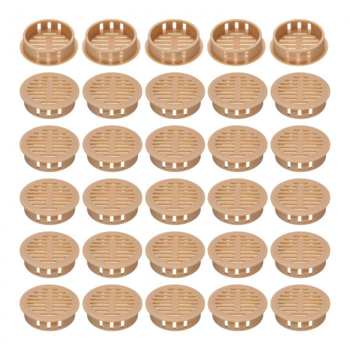 30個入り 35mm/1.4in エアベント 円形ソフィットベント オレンジ色 プラスチック製 ソフィットベントカバー バスルーム 家庭 オフィ ス キッチン キャビネット ワードローブに適用