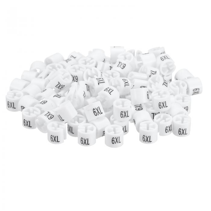 160個の衣類ハンガーマーカー 6XLサイズのタグ 3.5mmのロッドに適した衣類サイズハンガークリップ 衣類カラーコーディングラベル ホワイト