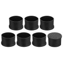 7個セット チェアレッグキャップ 42mm(1-2/3インチ) 非マーキングPVC製チェアレッグチップ 滑り止めチェアレッグフロアプロテクター 家具用 丸いテーブルカバーエンドキャップ 黒