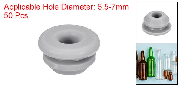 50個 シリコンプラグ 6.5-7mm 穴に適したラバーラウンドスナップインロッキングホールプラグ 金属チューブ用 防水ホールプラグ 家具エンドキャップ挿入用 グレー