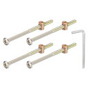 4個セット 六角ソケットヘッドボルトバケットナット M6 x 100mm ソケット家具ベッドボルトバケットナット レンチ付き 椅子用 ブロンズカラー