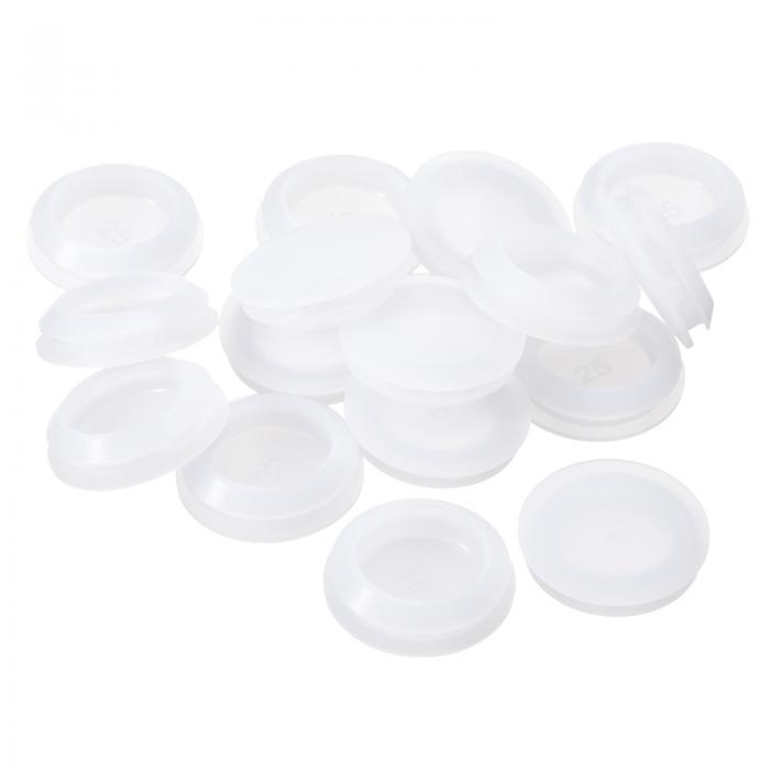 16個 シリコンプラグ 25-27mm 穴に適したラバーラウンドスナップインロッキングホールプラグ 金属チューブ用 防水ホールプラグ 家具エンドキャップ挿入用 透明