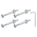 4個 六角ソケットヘッドボルトバケットナット M6 x 80mm ソケット家具ベッドボルトバケットナット チェアやベッド用 シルバー