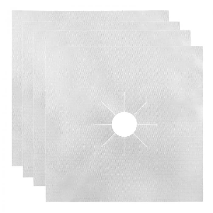 4個セット ガスレンジプロテクター 10.63"/270mm PTFE再利用可能なノンスティックガスストーブバーナー..