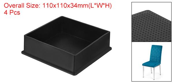 4個入りのPVC製の正方形の椅子脚キャップ 100mm x 100mm ODの黒い家具用フィートパッド テーブルフットカバーキャップ 床保護用 [2]