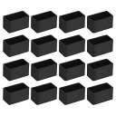16個セット PVC製の正方形の椅子脚キャップ 40mm x 20mm OD 黒家具用フィートパッド テーブルフットカバーキャップ フロアプロテクター パティオテーブル キャビネット ベッド家具用