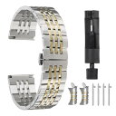 22mmのステンレススチールウォッチバンド ダブルプレッシングバタフライ クラ スプ メタルソリッドスチールチェーンウォッチストラップの交換用 カーブエンドに適...