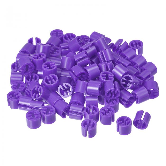 150個の洋服ハンガーマーカーの空白タグ 3.5mmのロッドに適した衣類サイズハンガークリップ 衣類の色分けラベル パープル