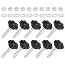 20個入り M8 x 50mm スターノブ プラスチック製の六角形クランピングノブスクリューハンドル 傘ベース交換機械用のワッシャーナット付きの交換品