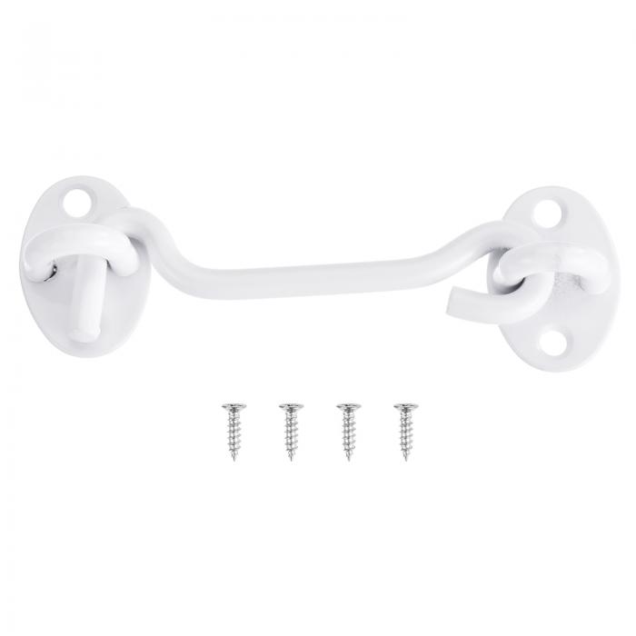 4" フックアンドア イラッチバーンドアロックプライバシーハードウェアステンレススチールゲートロックウィンドウキャビンフックスライディングドアベッドルームバスルーム ホワイト