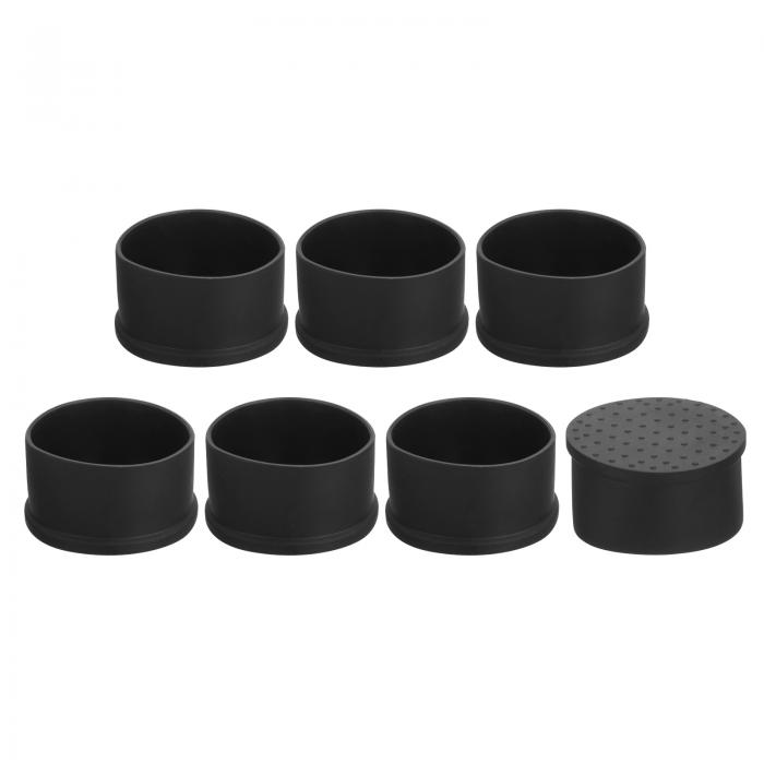 7個セット チェアレッグキャップ 50mm（2インチ） 非マーキングPVC製チェアレッグチップ 滑り止めチェアレッグフロアプロテクター 家具用 丸いテーブルカバーエンドキャップ 黒